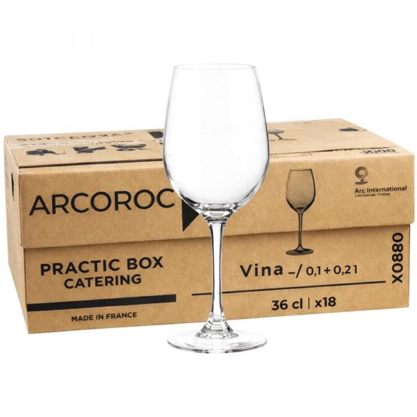 PRACTIC BOX VINA Weinglas (18 Stück) - 36 cl - /-/ 0,1 l + 0,2 l