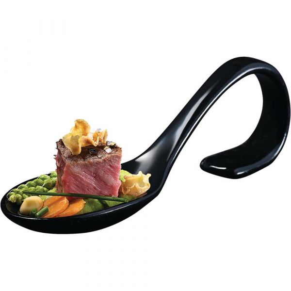 Gourmet- &amp; Fingerfood-Löffel aus Porzellan – 14 x 4,5 cm – Schwarz