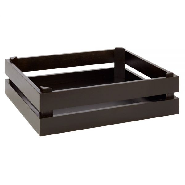 Holzkiste 35 x 29 x 10,5 cm (zu GN 1/2) - Akazie schwarz