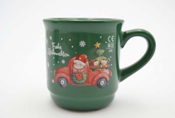 Glühweinbecher SANTA ON TOUR - (Ø 7,8 x 8,5 cm) - geeicht /-/ 0,2 l - Grün
