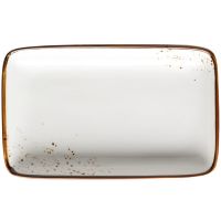 PINTAR Platte - (21 x 13 x 3 cm) - Weiß mit braunen Punkten href=