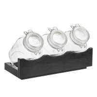 Cerealienbar 43 x 17 x 13,5 cm, wengefarben mit drei Gläsern href=