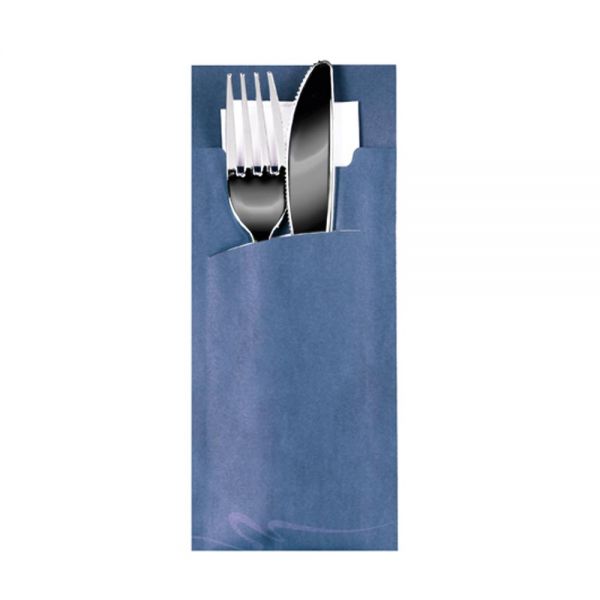 Bestecktasche 20 x 8,5 cm - Blau inkl. Serviette Weiß 33 x 33 cm - 2-lagig (520 Stück)