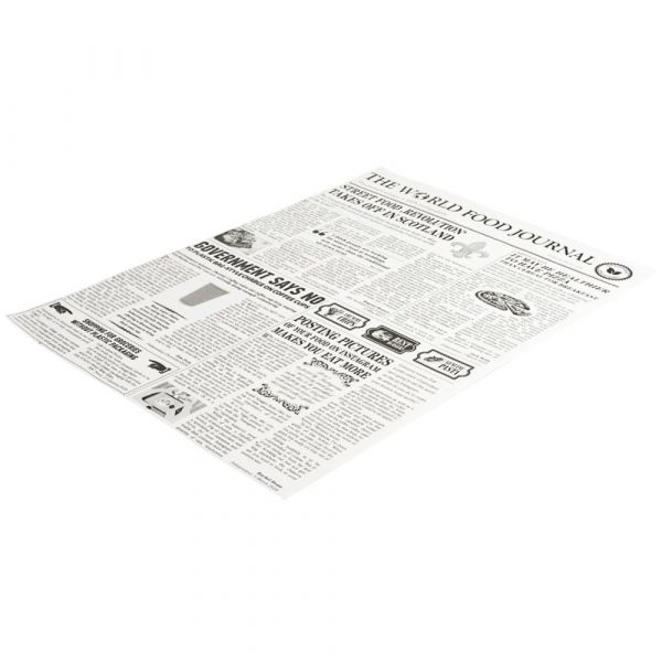 SNACK-HOLDER - Wachspapier Motiv Zeitung, 35 x 25 cm (500 Blatt / Karton)