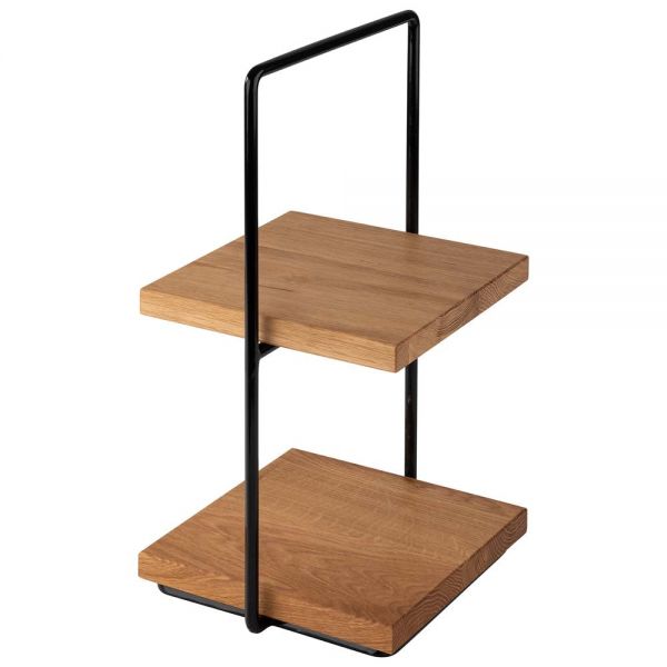 PERFECTO SMALL - Etagère - 2 stufig - 21 x 23 x 40,5 cm - Metal/Eichenholz