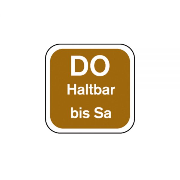 Haltbarkeits-Etiketten "Donnerstag" - abwaschbar (Braun - 3*250 Stück)