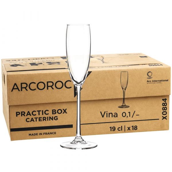 PRACTIC BOX VINA Sektgläser (18 Stück) - 19 cl - geeicht /-/ 0,1 l