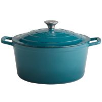 5 STARS Gusseisentopf mit Deckel - 6 l - (Ø 28 x 13 cm) - Türkis href=