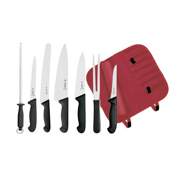 Gestanztes Kochmesserset - 7-teilig (in Rolltasche)