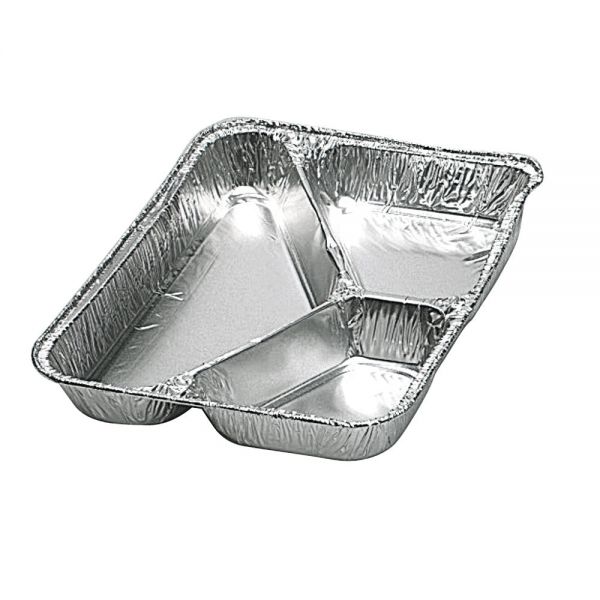 Alu-Menüschalen 3-teilig flach - 22,7 x 17,7 x 3 cm