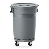 Abfalltonne inkl. Rolli, HDPP grau, Flachdeckel 80 l href=