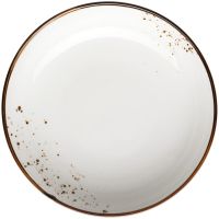 PINTAR Teller, tief - 76 cl - (Ø 21 x 4,5 cm) - Weiß mit braunen Punkten href=