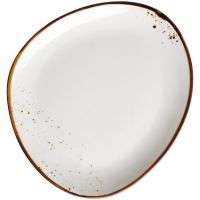 PINTAR Teller, oval - (26 x 23 cm) - Weiß mit braunen Punkten href=