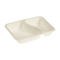 Zuckerrohr-Menüschalen (siegelfähig) - 2-teilig - 22,7 x 17,8 x 4,5 cm - Inhalt 640/410 ml - 250 Stü href=