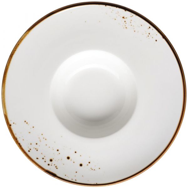 PINTAR Pastateller - 25 cl - (Ø 26 x 5 cm) - Weiß mit braunen Punkten