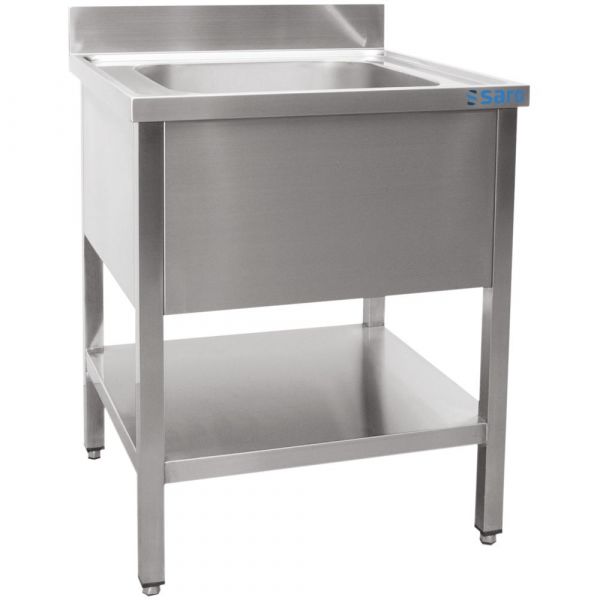 Edelstahl Spültisch mit einem Becken - 700 x 700 x 850 mm