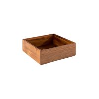 WOODY Holzbox/Holzbox/Tischbehälter  1-fach – 15 x 15 x 5,5 cm, Akazienholz, Servierbox für Brot & M href=