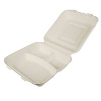 PURE Menüboxen Zuckerrohr - 3-geteilt - 8 x 24 x 24 cm - Weiß (5 x 25Stück) href=