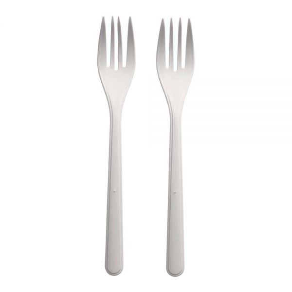 Mehrweg-Gabeln Bio-PP -18,5 cm - Weiß (20 x 50 Stück)