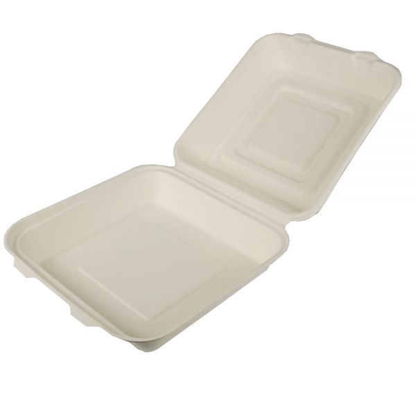 PURE Menüboxen Zuckerrohr ungeteilt 25,5 x 25,5 x 8 cm - Weiß (5 x 25Stück)