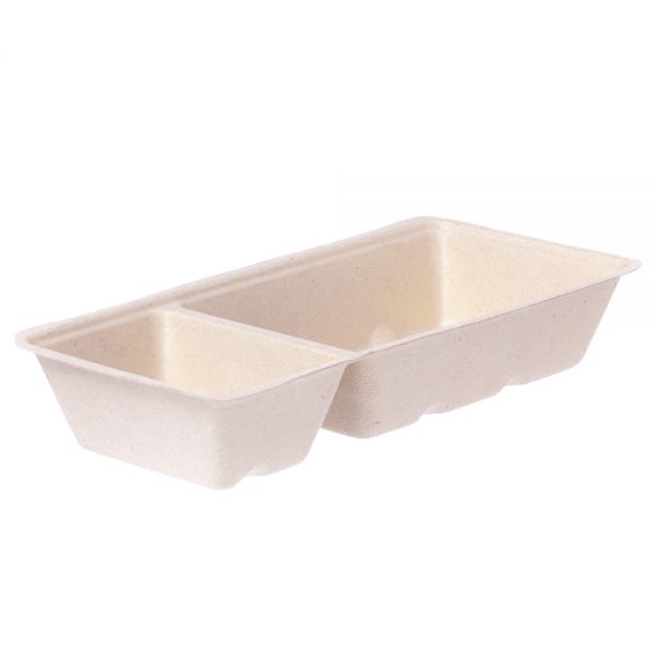 Snackschale - 20,3x9,7x3,6 cm - 2-geteilt - Weiß (50 Stück)
