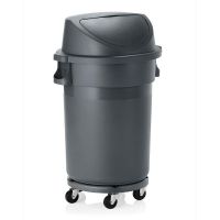 Abfalltonne inkl. Rolli, HDPP grau, Pushdeckel 120 l href=