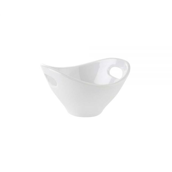 MINI Schüssel oval mit Griffloch 13 x 12 x 7,5 cm (Inhalt 180 ml), Melamin - Weiß