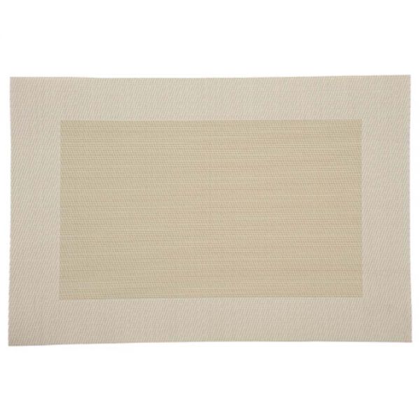Platzset aus Kunststoffgeflecht – 43 x 29 cm – Beige mit Rand – robust &amp; pflegeleicht