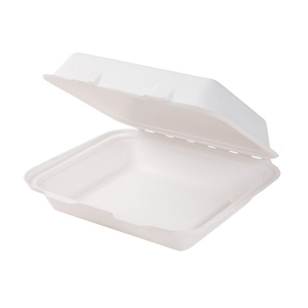 GREENHORN Zuckerrohr Klappdeckel-Behälter 22 x 18,5 x 7 cm- Inhalt 1655 ml (50 Stück)