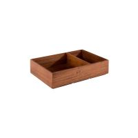 WOODY 2-fach Holzbox/Tischbehälter aus Akazienholz – 22,5 x 15 x 5,5 cm, Servierbox für Brot & Menag href=