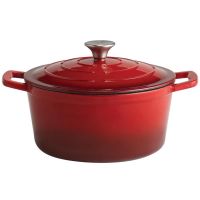 5 STARS Gusseisentopf mit Deckel - 4 l - (Ø 25 x 11,5 cm) - Rot href=