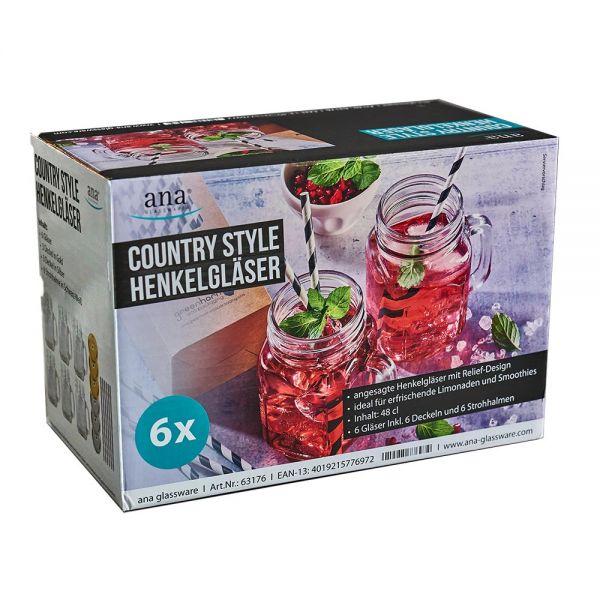 COUNTRY STYLE Henkelglas 48 cl (Ø 7,5 x 13,5 cm - Spülmaß 11 cm)