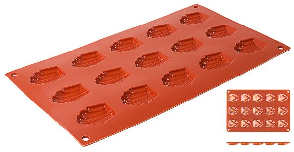 Backmatte "Madeleine" Silikon 30 x 17,5 cm - 15 Formen à 4,4 x 3,4 x 1 cm