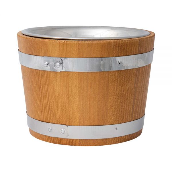 Holzfass mit Edelstahlschüssel - Ø 21,5 x 16 cm - Inhalt 1,3 l