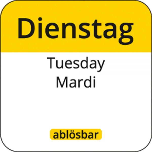 Tages-Etiketten 1" ablösbar - "Dienstag" (1.000 Stück)