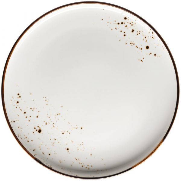 PINTAR Menüteller - (Ø 27 cm) - Weiß mit braunen Punkten