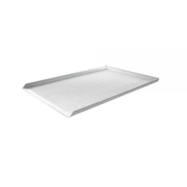 Backblech Aluminium perforiert - 60 x 40 cm - Ränder dreiseitig 90°, kurze Seite 45°