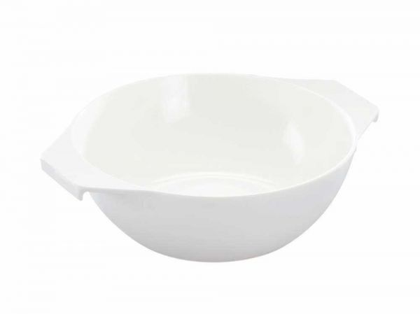 Eintopfschüssel ø 19 x 6,7 cm - 1 l - Melamin weiß - mit Griffen
