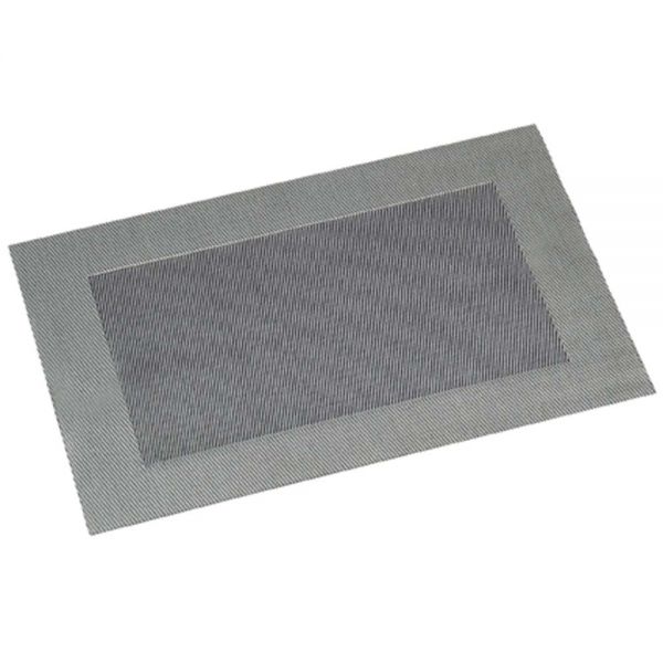Platzset aus Kunststoffgeflecht – 43 x 29 cm – Silber mit Rand – robust &amp; pflegeleicht