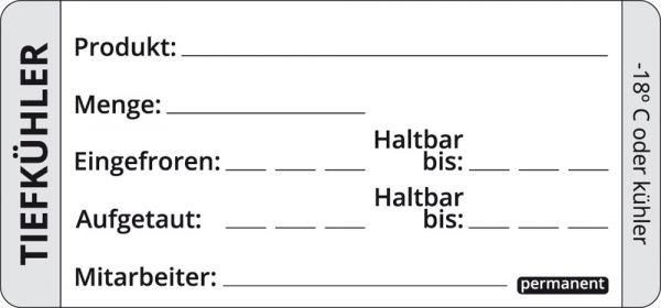 Tiefkühl-Haltbarkeits-Etikett - permanent (500 Stück)