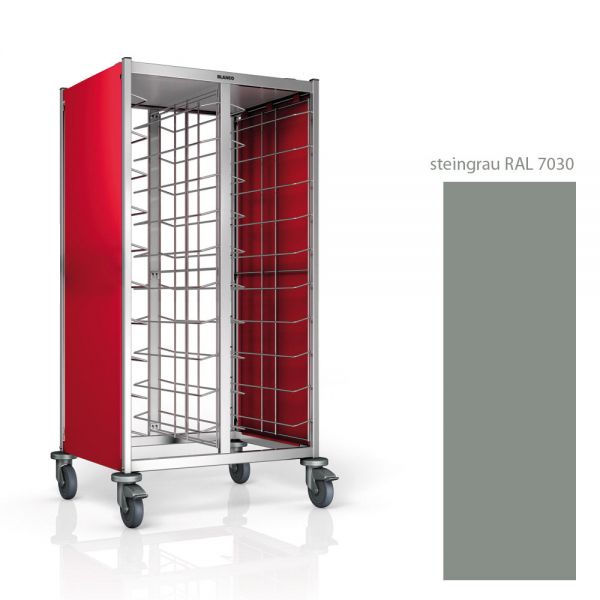 Tablett-Abräumwagen "TAW 20 GN" - 2 x 10 Einschübe - 2-seitige Verkleidung steingrau