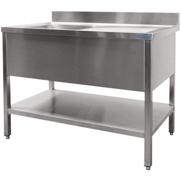 Edelstahl Spültisch - 1 Becken Links - 1200 x 600 x 850 mm
