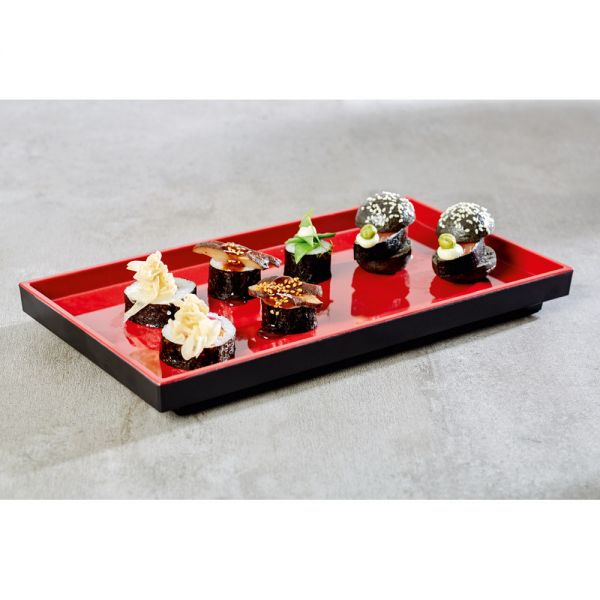 ASIA PLUS Buffettablett GN 1/3 - 32,5 x 17,6 x 3 cm, Melamin - Bordeaux/Schwarz