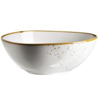 PINTAR Schüssel, oval  - 146 cl - (22 x 19 x 8 cm) - Weiß mit braunen Punkten href=