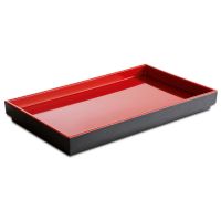 ASIA PLUS Buffettablett GN 1/4 - 26,5 x 16,2 x 3 cm, Melamin - Bordeaux/Schwarz href=