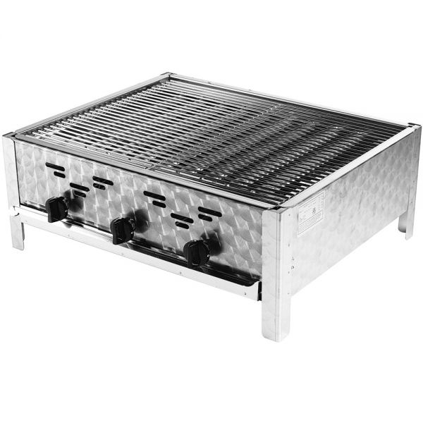 Gasbräter 3-flammig inkl. Grillrost, Druckregler &amp; Schlauch (Outdoor geeignet)