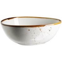 PINTAR Schüssel, oval - 42 cl - (15,5 x 13,5 x 5,5 cm) - Weiß mit braunen Punkten href=