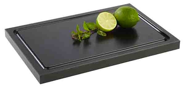 BAR Schneidebrett - 30x20x2 cm - Schwarz - PE mit Ablaufrinne