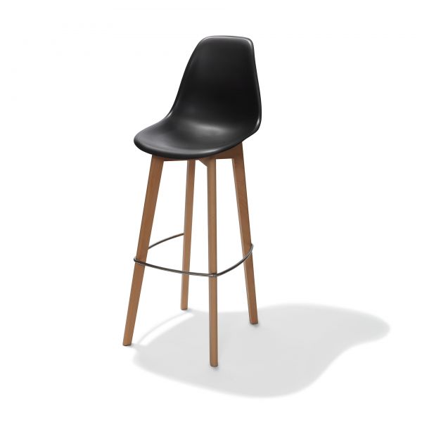 KEEVE Barhocker schwarz ohne Armlehne Birkenholzgestell/Ku. Sitzfläche 53x47x119 cm (BxTxH)