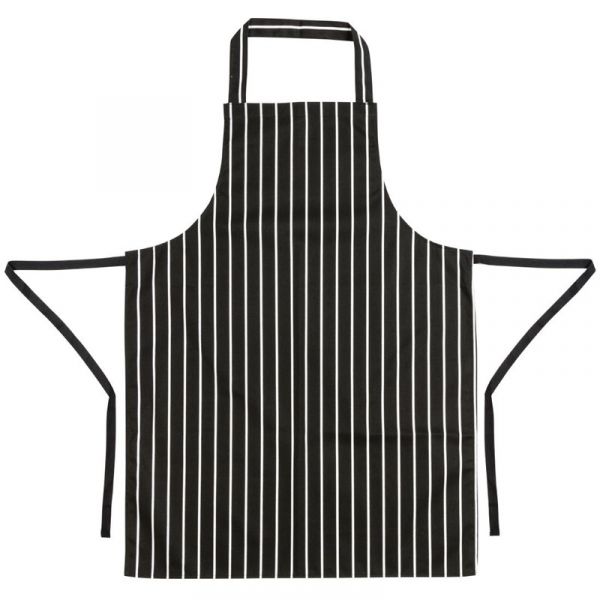 Latzschürze (95 x 70 cm) - Schwarz/Weiß gestreift